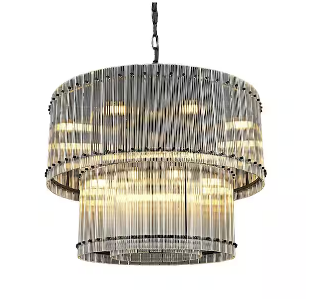 Modern Chandelier 37 in. 16-Lights 2-Tiers Drum Gold Chandelier for Dining Room, Foyer, Living Room, Bedroom