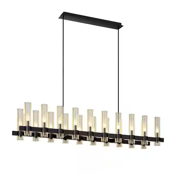 Farmhouse Chandelier 54 in. 16-Lights Linear Black Chandelier for Dining Room, Kitchen Island (Included Bulbs)