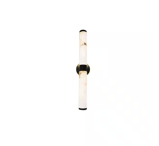 24 in. 1-Light Gold LED Wall Sconce, Natural Alabaster Modern Wall Light for Bedroom, Bathroom, Living Room