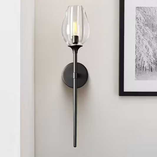 22 in. 1-Light 1-Piece Black Wall Sconce, Modern Wall Light for Bathroom, Bedroom, Living Room, Hallway (Included bulbs)